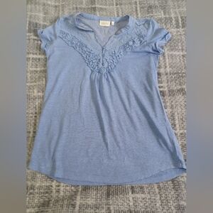Anthropologie Deletta Linen and Lace Top Sz S Girl Era Boho Princess Fairycore